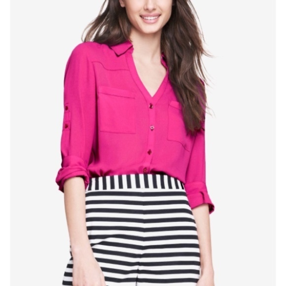 Express Tops - Express Pink Original Fit Portofino Shirt